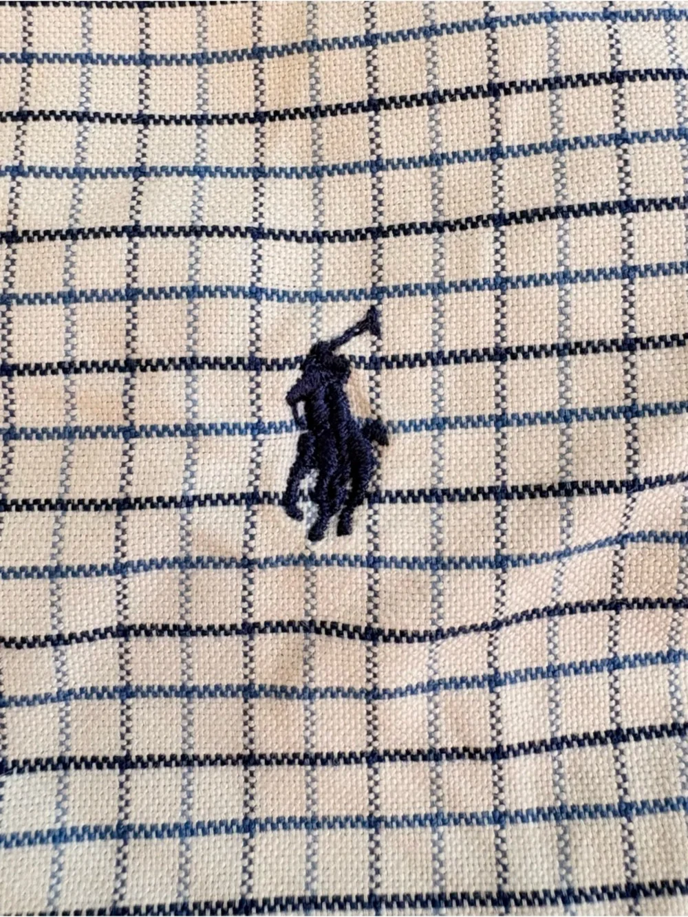 Ralph Lauren Boy’s White Buttondown Shirt with Navy Windowpane Check Sz 7